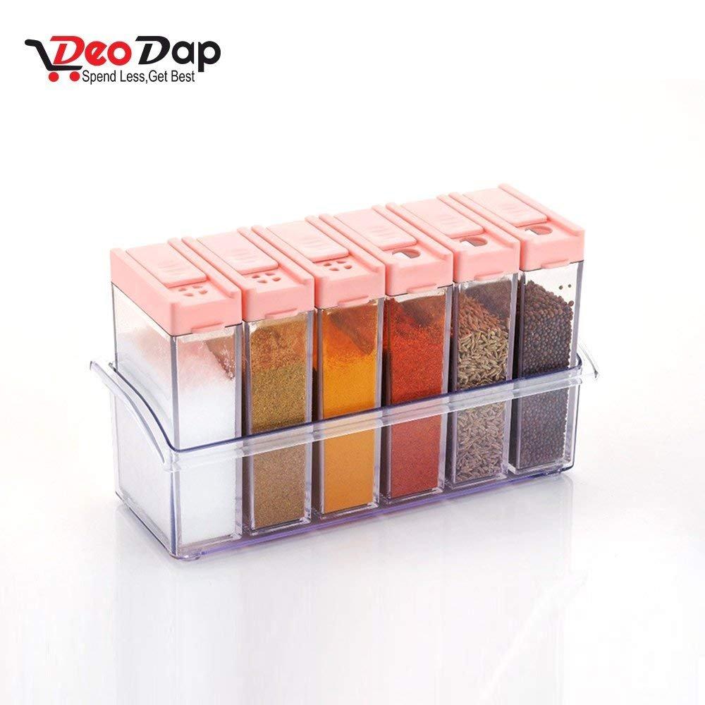 0122 Plastic Spice Jars (6 pcs, 14x22x8cm, Multicolour) - SkyShopy 0122 Plastic Spice Jars (6 pcs, 14x22x8cm, Multicolour) - SkyShopy